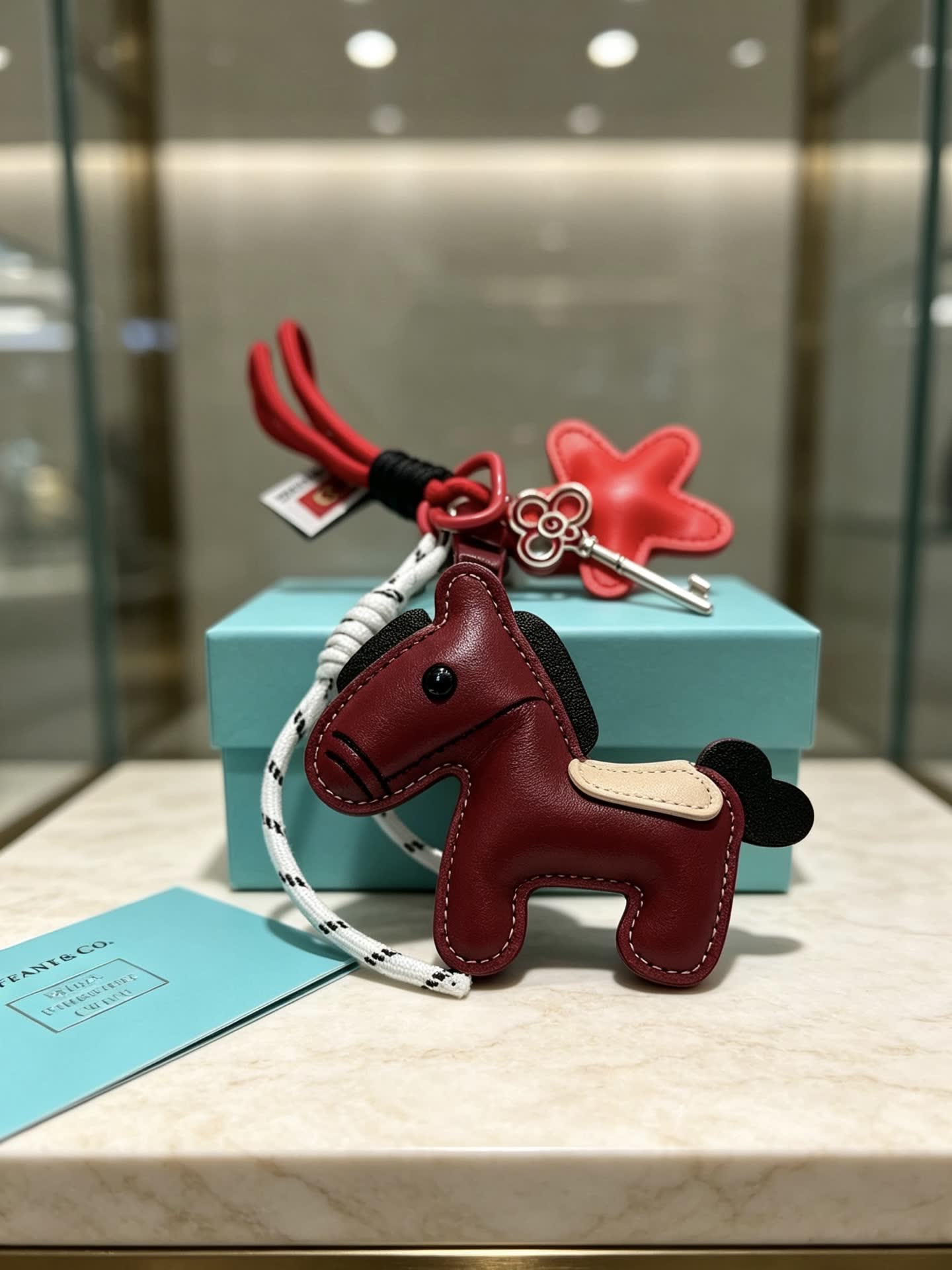 Tiffany & Co. Red Leather Horse Keychain